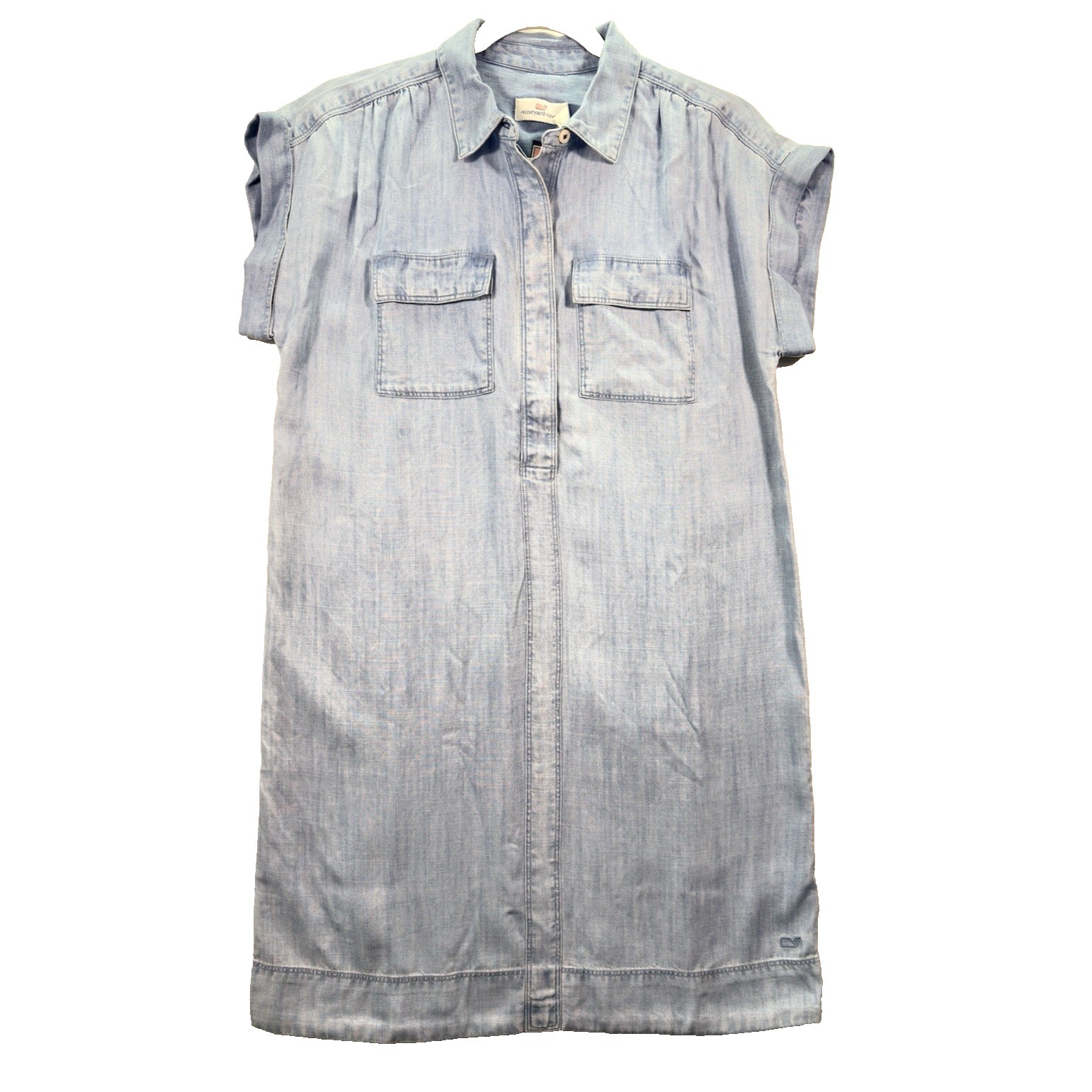 Vineyard Vines Chambray Utility Shirt Dress Blue Women's Casual Xs Nwt